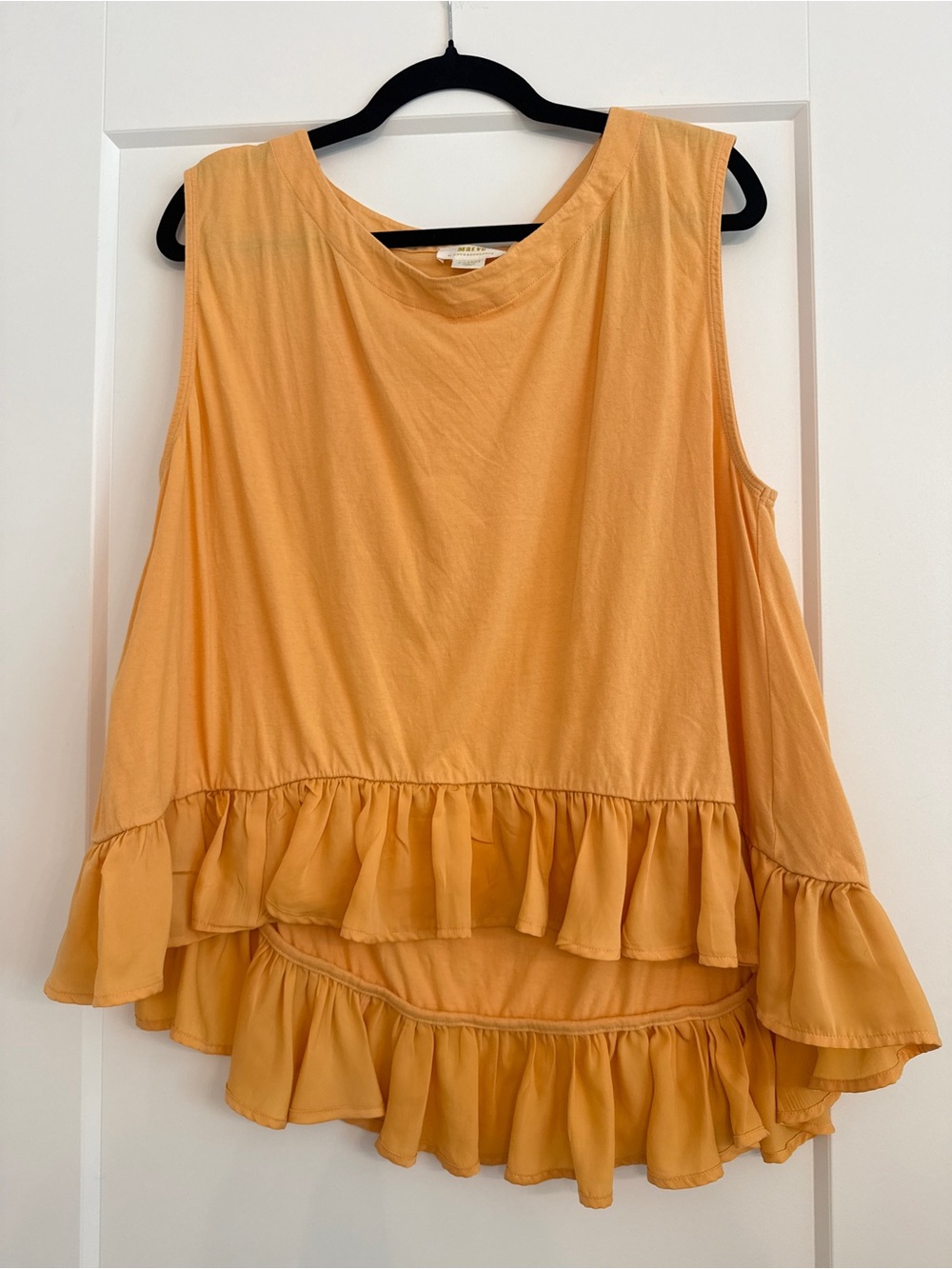 Maeve Anthropologie Mustard Yellow Ruffle High Low Tank Top Size XL
